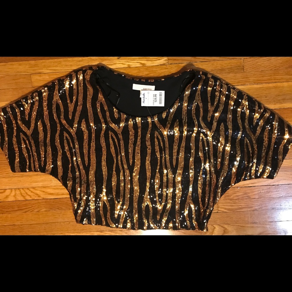 Gold and Black Sequin Top